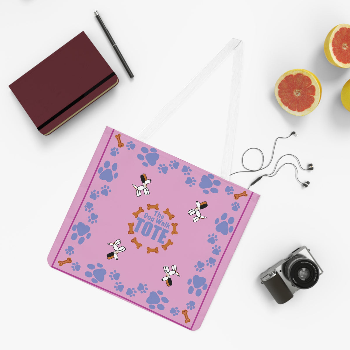 Dog Walk Tote Bag — Pink Tote